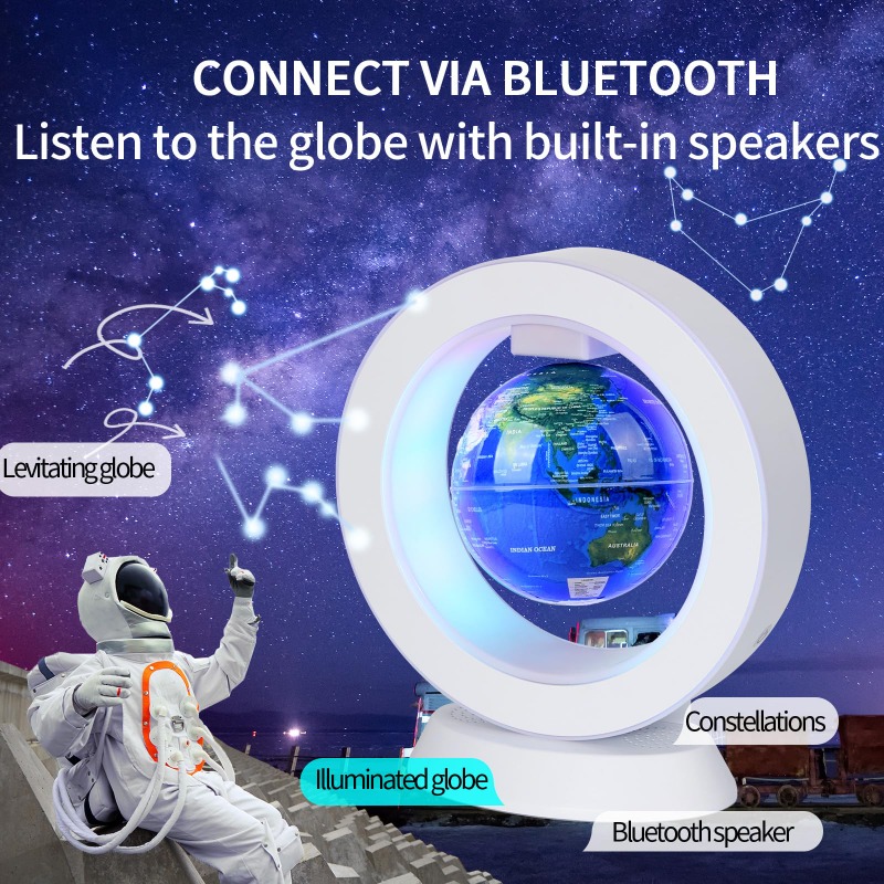 Office Tech Gifts For Men - Luminária Bluetooth Flutuante com Globo Terrestre